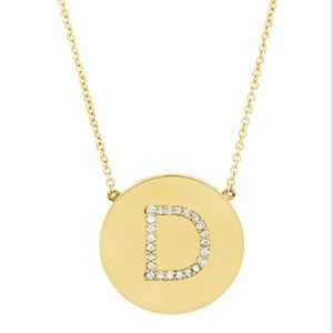 14K Gold Plated Sterling Silver CZ Round Initial (D) Necklace